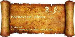Markovits János névjegykártya