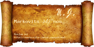 Markovits János névjegykártya