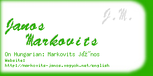 janos markovits business card